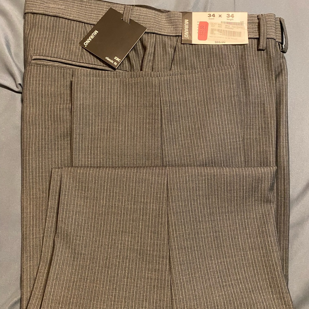 Murano Gray Dress Pants with Refined Pinstripe